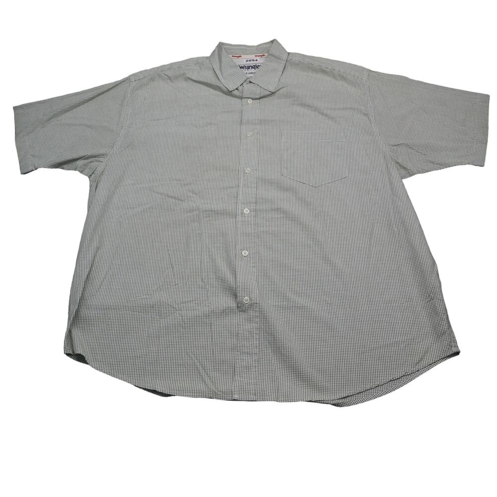 Wrangler Shirt Mens XL Green Check Cowboy Western Casual Plaid Dress Button Up